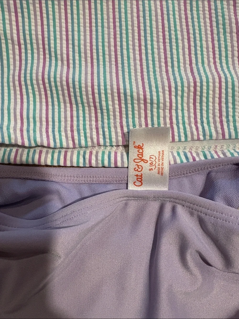 Cat & Jack Lavender Tankini with Pastel Stripes